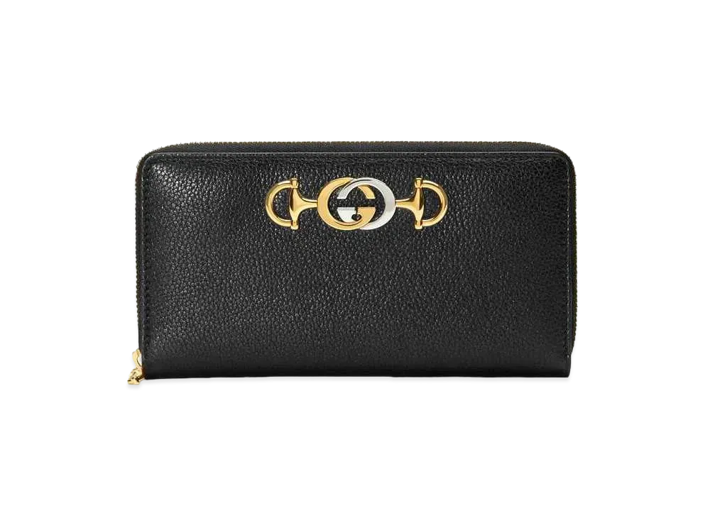 GUCCI Zumi Leather Zip Around Wallet "Black"
