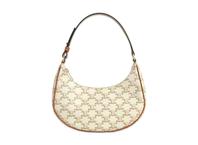 CELINE Ava Bag In Triomphe Canvas And Calfskin "White"