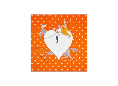Hermes Tea Time Scarf 70 "Orange/Gris/Blanc"