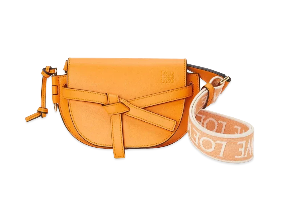 LOEWE Mini Gate Dual Bag In Soft Calfskin And Jacquard "Mandarin"