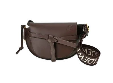 LOEWE Mini Gate Dual Bag In Soft Calfskin And Jacquard "Chocolate"