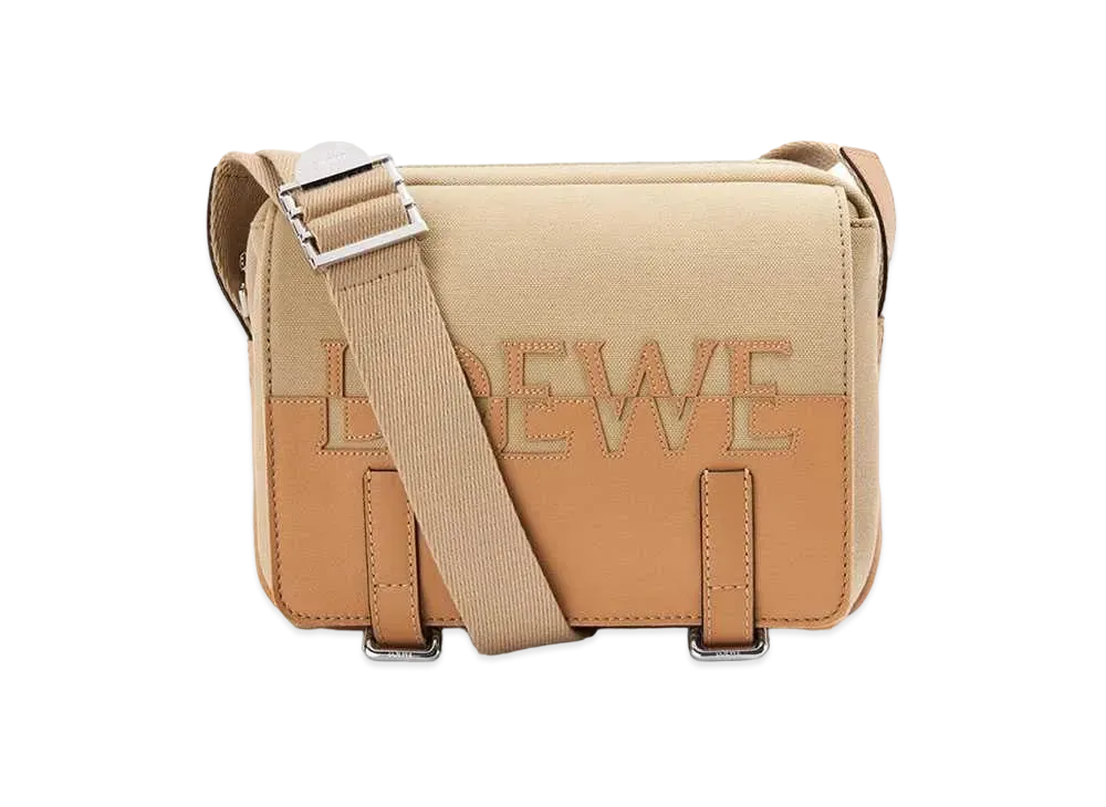 LOEWE Signature XS Military Messenger Bag In Canvas And Classic Calfskin "Creta/Warm Desert"