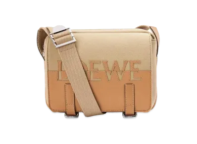 LOEWE Signature XS Military Messenger Bag In Canvas And Classic Calfskin "Creta/Warm Desert"