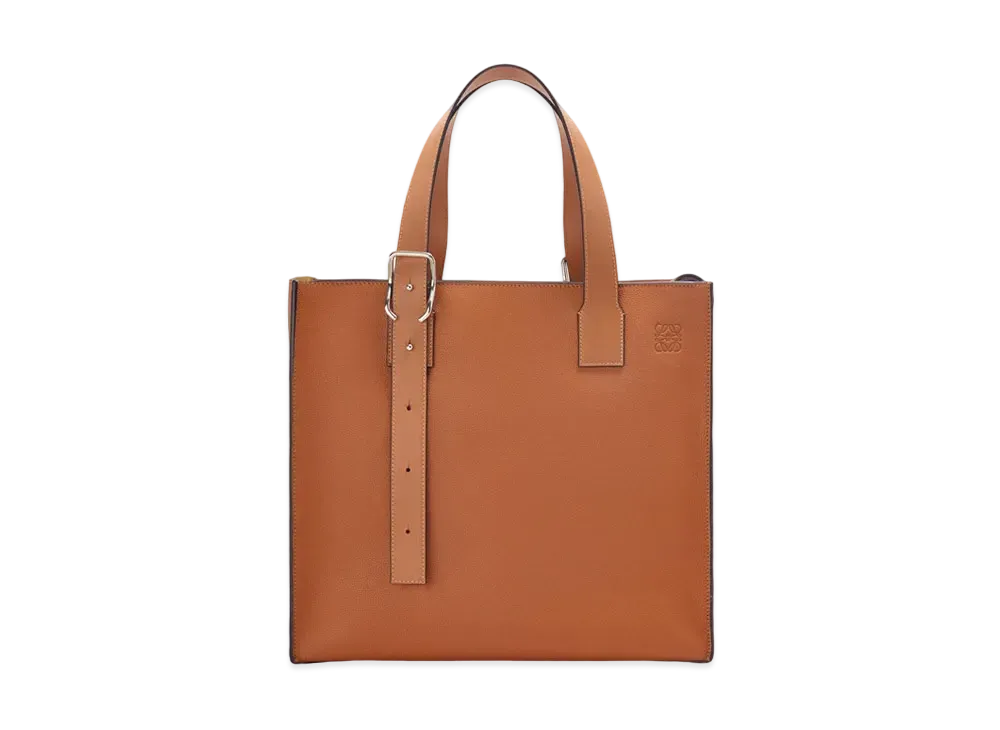 LOEWE Buckle Zip Tote In Soft Grained Calfskin "Tan"