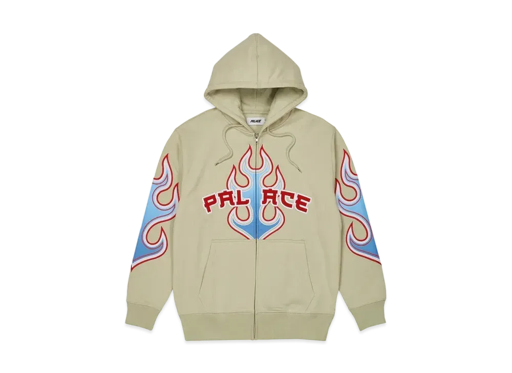 PALACE Flame Zip Hood "Bone White"