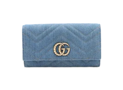 GUCCI GG Marmont Denim Continental Wallet Japan Limited