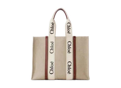 Chloe Large Woody Tote Bag "White/Brown"