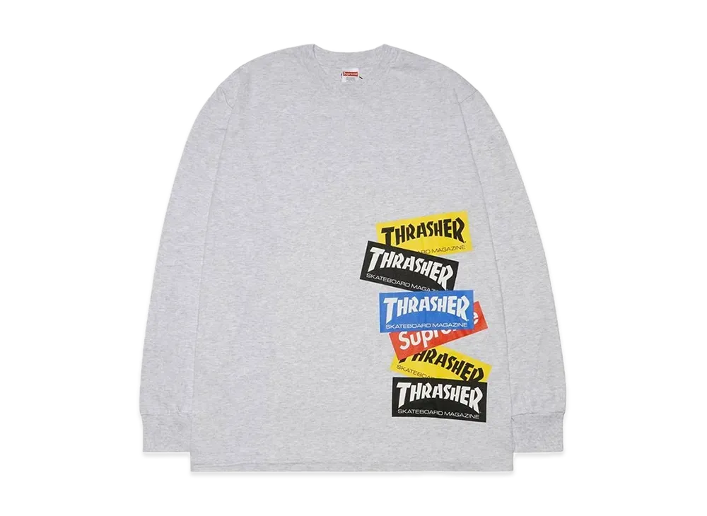 シュプリーム スラッシャー マルチ ロゴ L/S Tシャツ "アッシュ グレー"