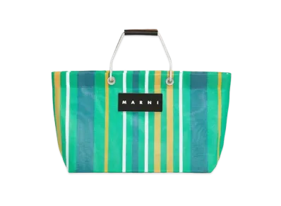 Marni Multicolor Green Marni Market Stripe Mini Bag "Agate Gray"