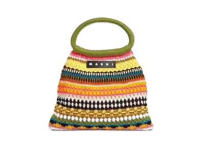 Marni Green Crochet Marni Market Granny Bag "Carrot"