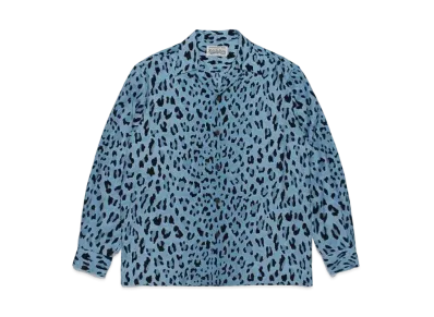 WACKO MARIA Leopard Open Collar Shirt "Blue"