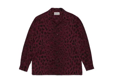 WACKO MARIA Leopard Open Collar Shirt "Burgundy"