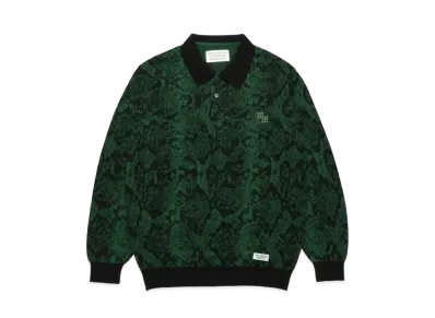WACKO MARIA Python Knit Jacquard Polo Shirt "Green"