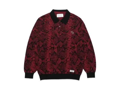 WACKO MARIA Python Knit Jacquard Polo Shirt "Red"