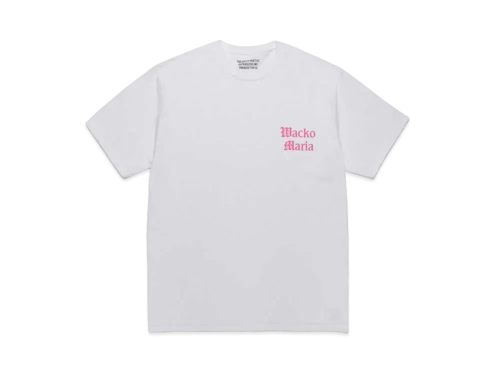 WACKO MARIA Crew Neck T-Shirt "White Pink"