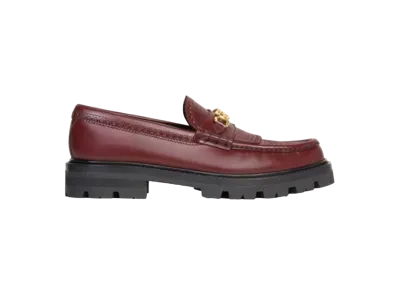 CELINE Celine Margaret Loafer With Triomphe Chain and Brogue Details In Polished Bull "Light Burgundy"
