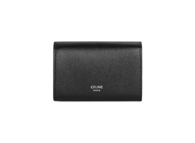 CELINE Business Card Holder In Grained Calfskin "Black"