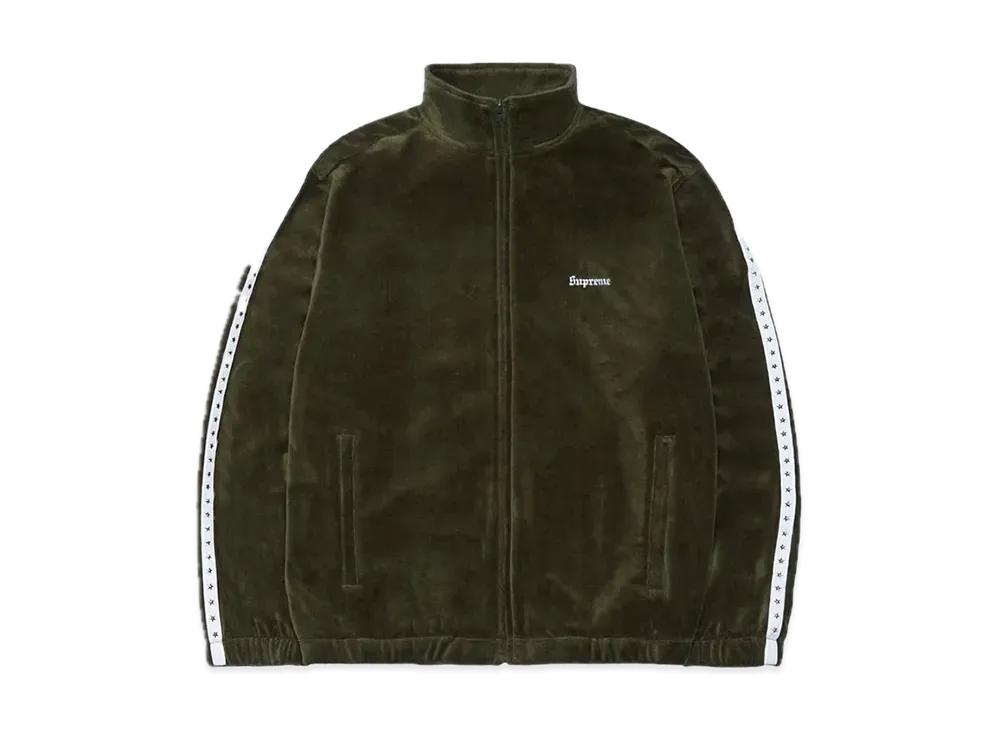 Supreme Studded Velour Track Jacket "Olive"
