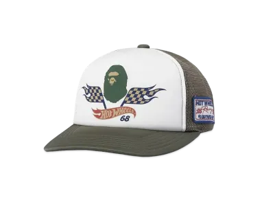 A BATHING APE x HOT WHEELS MESH CAP "Olive Drab"