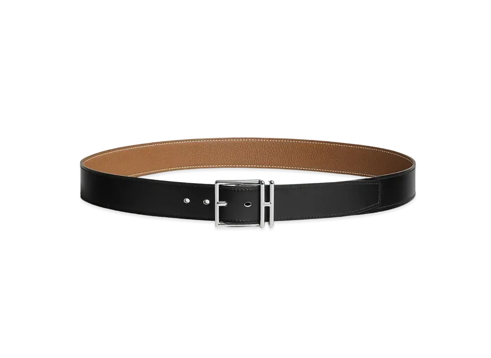 Hermes Nathan 32 Reversible Belt "Black/Gold"