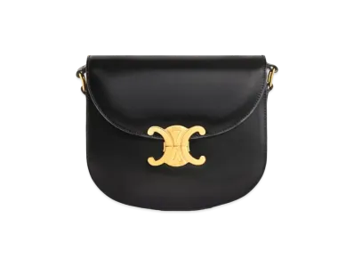 CELINE Teen Besace Triomphe In Shiny Calfskin "Black"