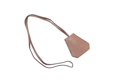 Hermes Clochette Leather Key Ring Necklace "Rose Beige"