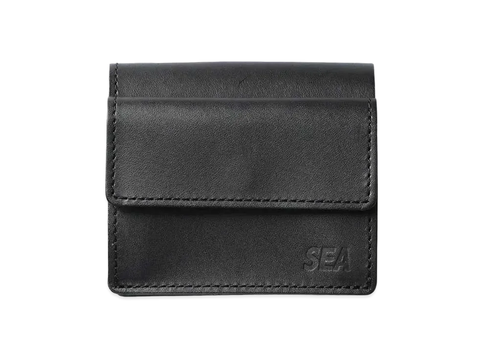 WIND AND SEA Sea Leather Bi-Fold Wallet "Black"