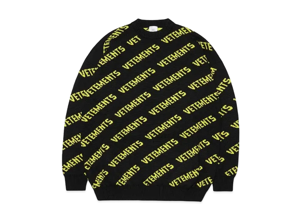 VETEMENTS MONOGRAM KNITTED SWEATER "BLACK/YELLOW"