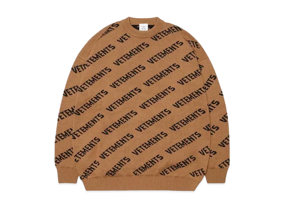 VETEMENTS MONOGRAM KNITTED SWEATER "CAMEL"