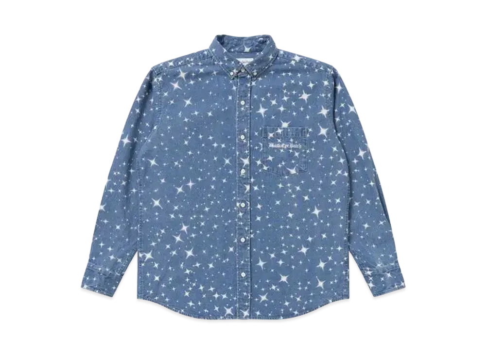 Blackeyepatch Star Pattermed Denim Shirt "Blue"