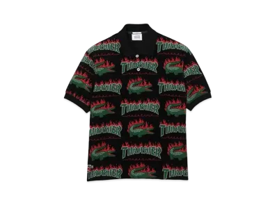THRASHER x Lacoste Oversize Unisex Polo Shirt "Black"
