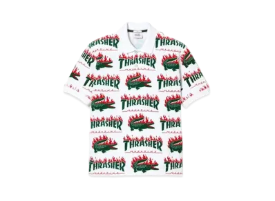 THRASHER x Lacoste Oversize Unisex Polo Shirt "White"
