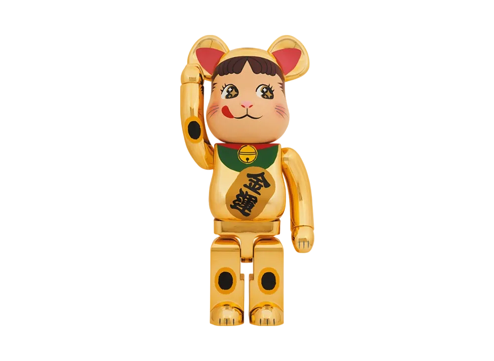 PEKO Bearbrick Maneki Neko Peko-chan Gold Fortune Gold Plating
