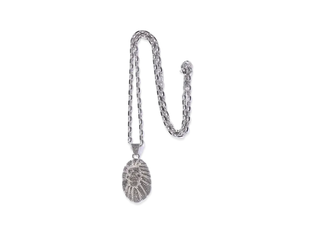 A BATHING APE HEAD CRYSTAL STONE NECKLACE "Black"