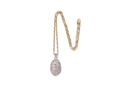 A BATHING APE HEAD CRYSTAL STONE NECKLACE "Brown"