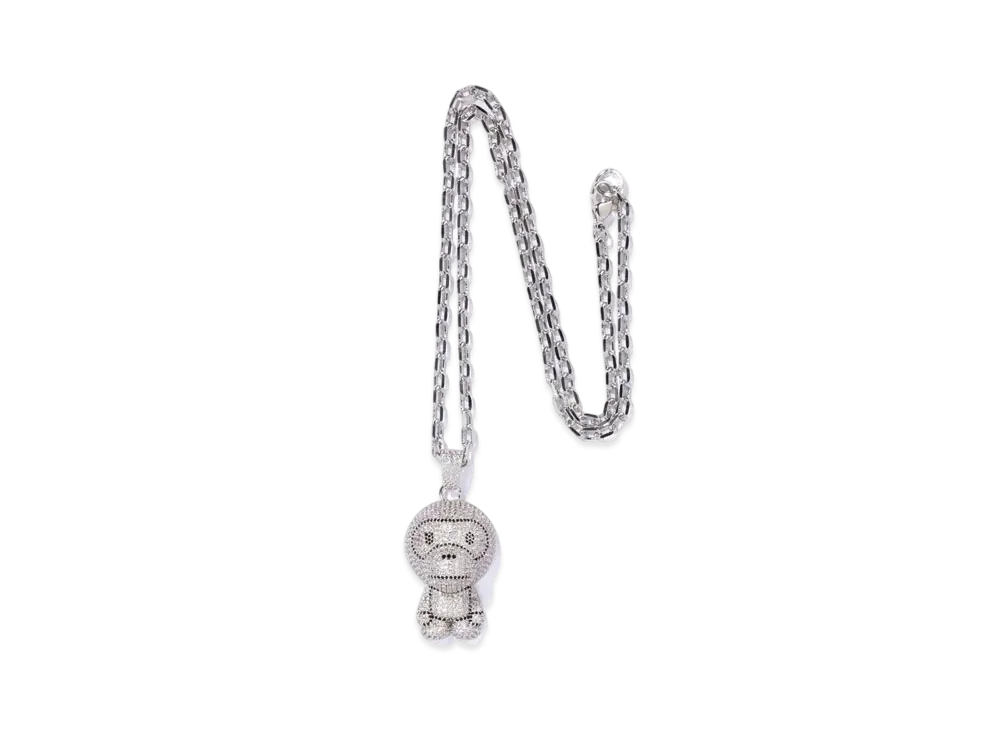 A BATHING APE MILO CRYSTAL STONE NECKLACE 
