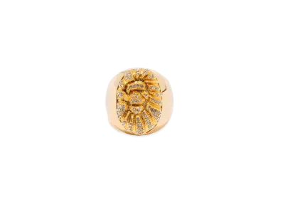 A BATHING APE HEAD CRYSTAL STONE RING "Gold"