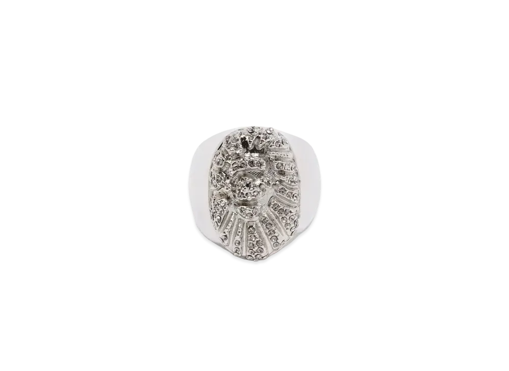 A BATHING APE HEAD CRYSTAL STONE RING "Silver"