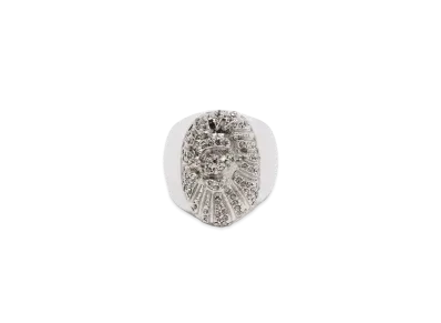 A BATHING APE HEAD CRYSTAL STONE RING "Silver"