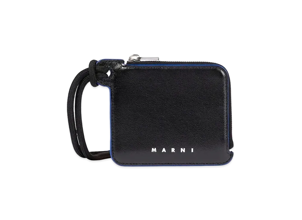 Marni L Zip Bi Coloured Shiny Calfskin Wallet "Black/Navy"