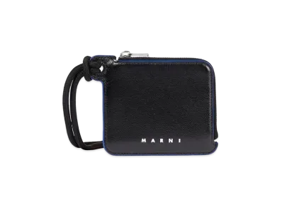 Marni L Zip Bi Coloured Shiny Calfskin Wallet "Black/Navy"