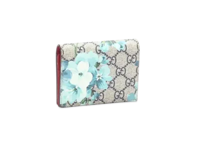 GUCCI GG Blooms Supreme Zip Round Wallet "Blue"