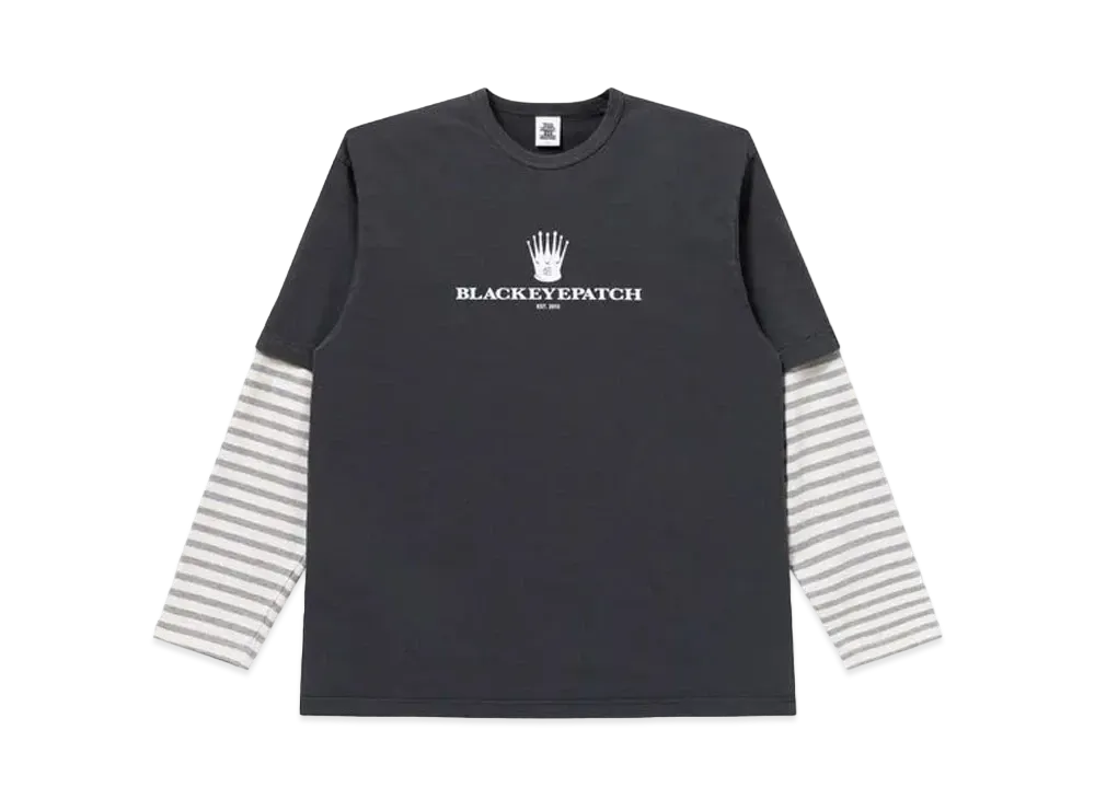 BlackEyePatch Royal Crown Logo Layered L/S Tee "Charcoal"