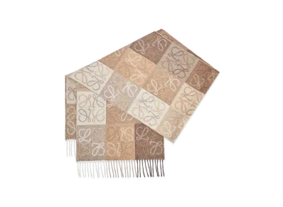 LOEWE Anagram Scarf In Wool And Cashmere "White/Beige"