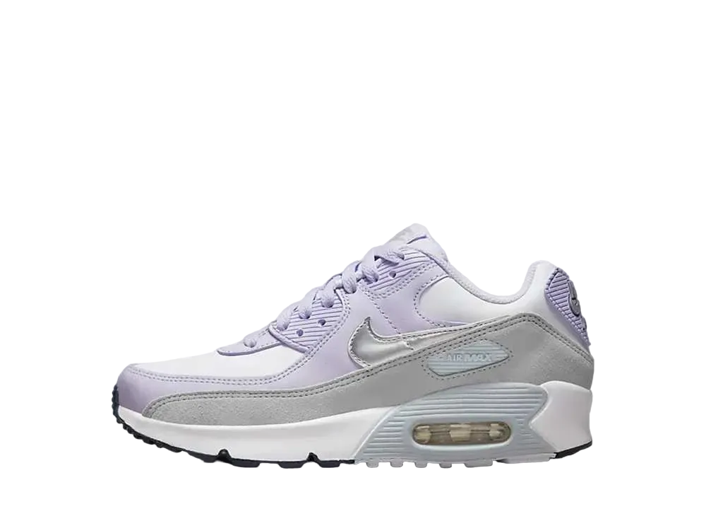 Nike GS Air Max 90 LTR "White/Violet Frost/Pure Platinum/metallic Silver"