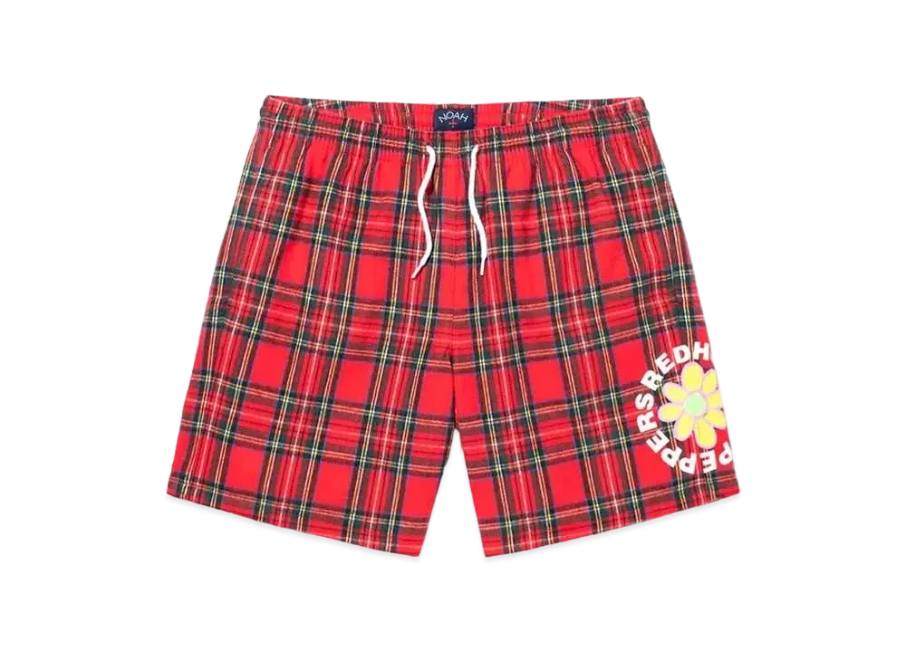 Noah x Red Hot Chili Peppers Flower Logo Shorts "Red/Green Plaid"