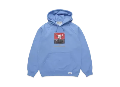 WACKO MARIA JEAN-MICHEL BASQUIAT / Washed Heavy Weight Pull Over Hooded Sweat Shirt "Blue"