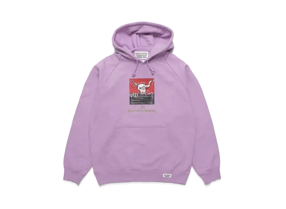 WACKO MARIA JEAN-MICHEL BASQUIAT / Washed Heavy Weight Pull Over Hooded Sweat Shirt "Light Purple"