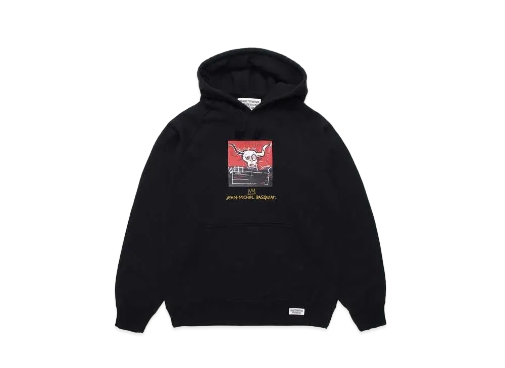 WACKO MARIA JEAN-MICHEL BASQUIAT / Washed Heavy Weight Pull Over Hooded Sweat Shirt "Black"