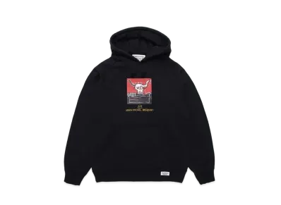 WACKO MARIA JEAN-MICHEL BASQUIAT / Washed Heavy Weight Pull Over Hooded Sweat Shirt "Black"